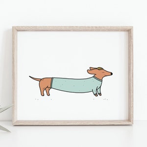 Sweater weather wiener dog print - Funny animal poster, Sailing dog, Cartoon drawing, Teens room decor, Home decor poster, DIGITAL DOWNLOAD