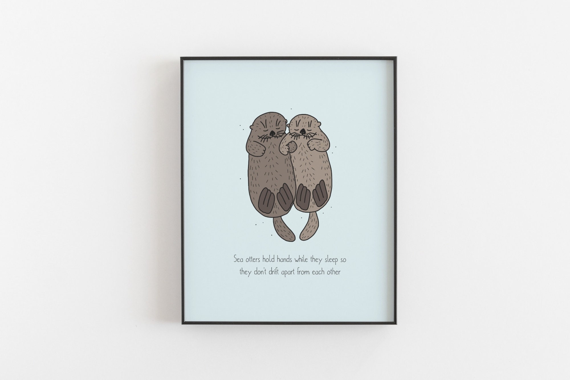 Discover Otter holding hands print - Funny animal poster, Sea otters, Love, Family, Friendship, No Frame