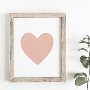 Love, heart & rainbow print set of 3 Minimalist love poster set, Pastel pink nursery art, Simple scandinavian wall art, DIGITAL DOWNLOAD image 2