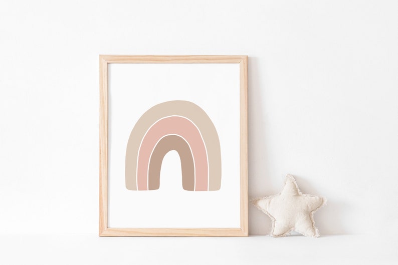 Love, heart & rainbow print set of 3 Minimalist love poster set, Pastel pink nursery art, Simple scandinavian wall art, DIGITAL DOWNLOAD image 4