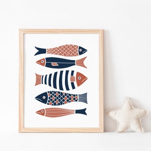 Fish print Japanese fish poster, Minimalist scandinavian animal art, Nautical beach house, Mid century, Modern wall art, DIGITAL DOWNLOAD image 4