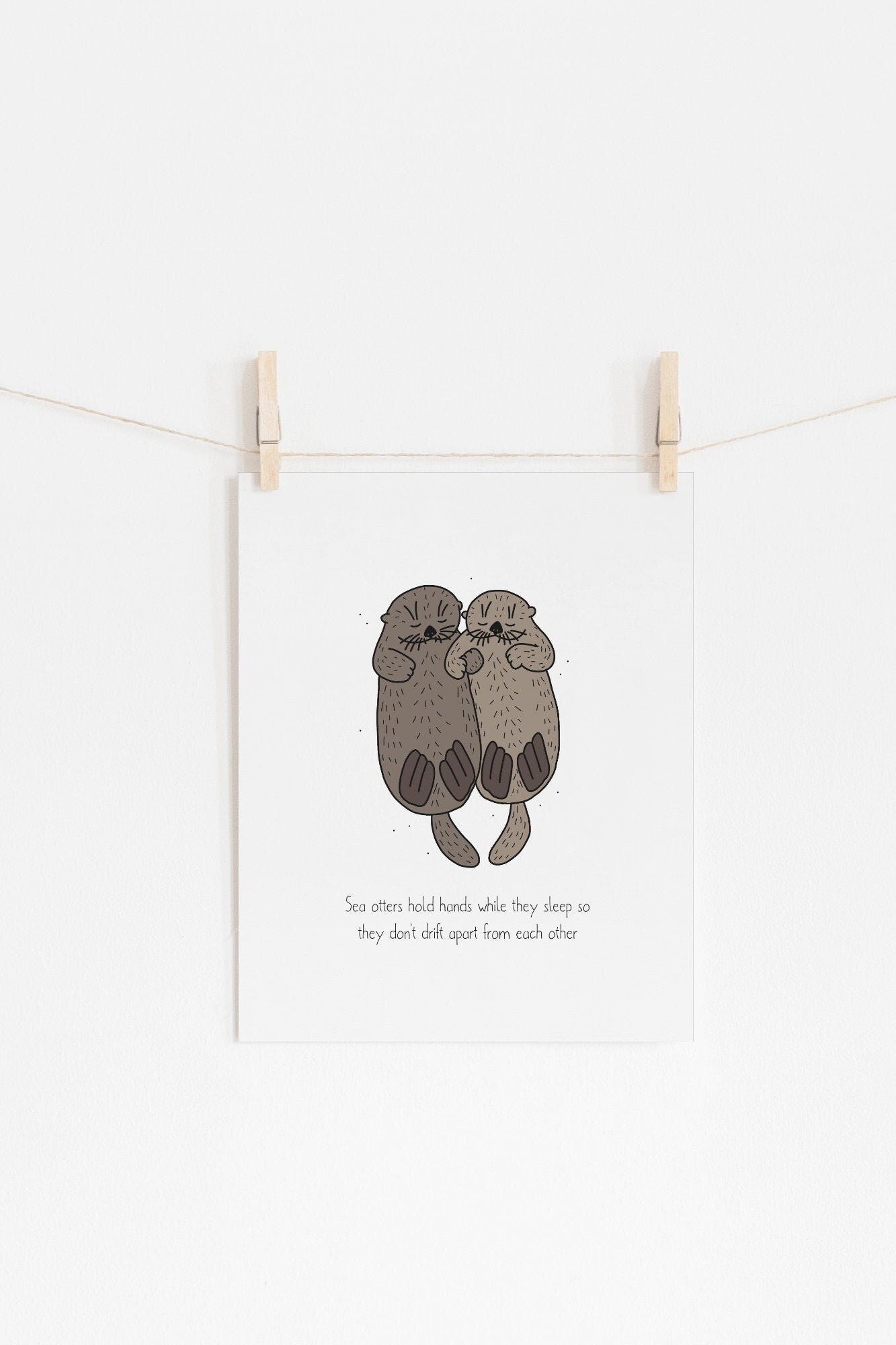 Discover Otter holding hands print - Funny animal poster, Sea otters, Love, Family, Friendship, No Frame