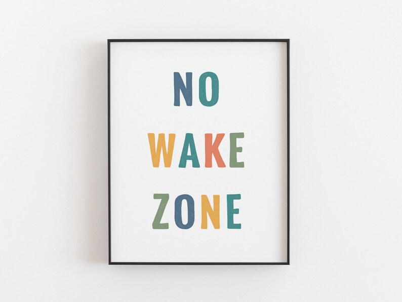 No wake zone print, Colorful rubber stamp nursery poster, Bright outdoors wall art, Playful Kid room decor, Home quotes, DIGITAL DOWNLOAD image 2