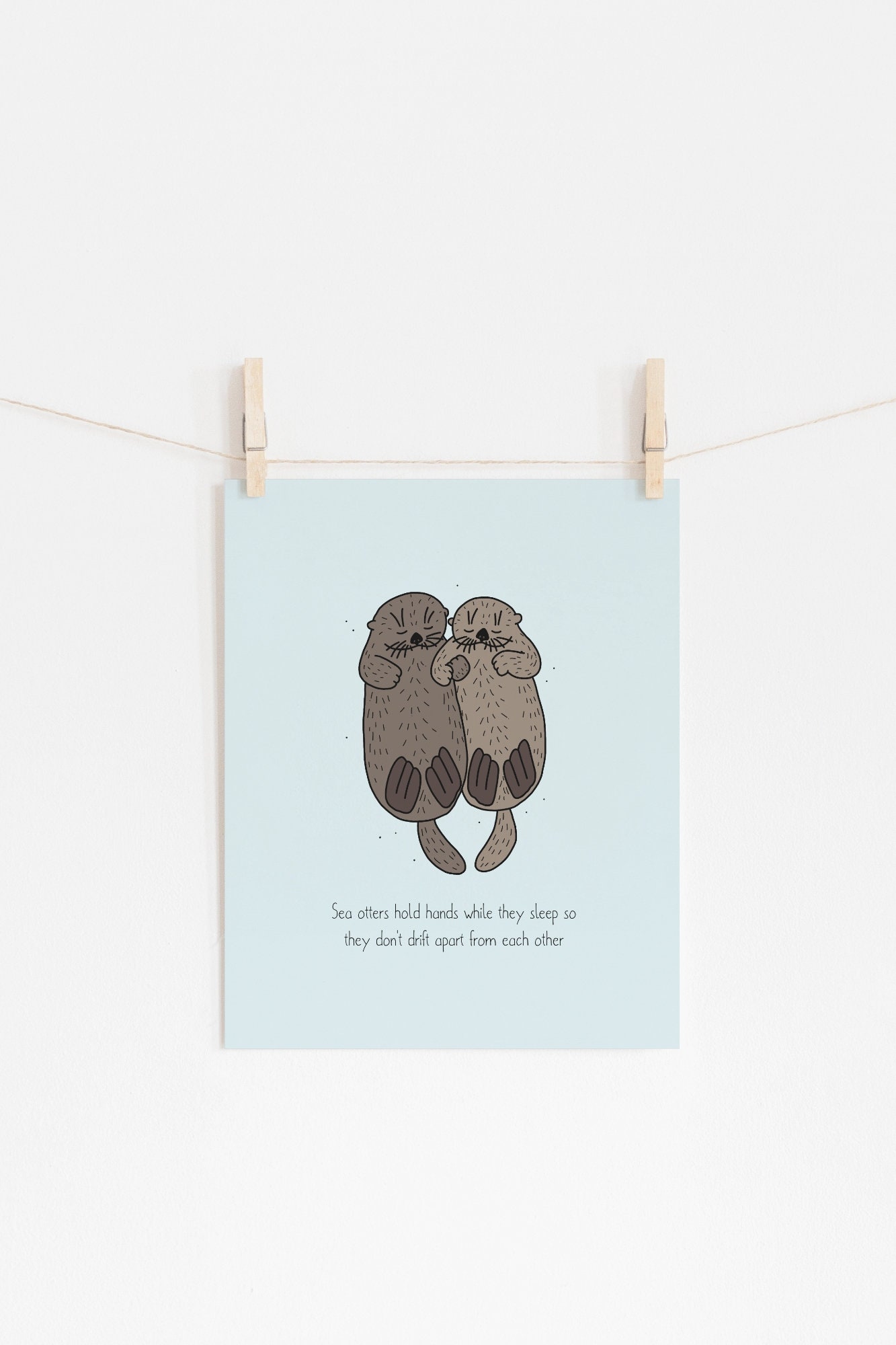 Discover Otter holding hands print - Funny animal poster, Sea otters, Love, Family, Friendship, No Frame