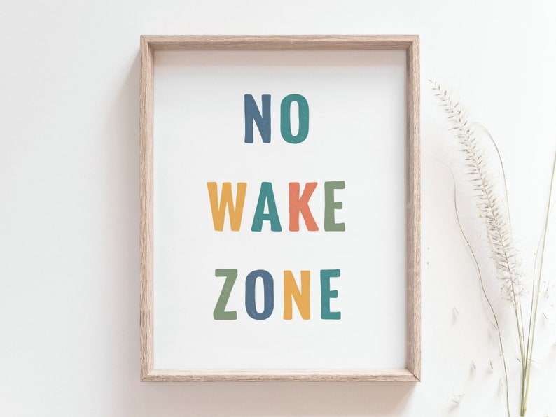 No wake zone print, Colorful rubber stamp nursery poster, Bright outdoors wall art, Playful Kid room decor, Home quotes, DIGITAL DOWNLOAD image 1