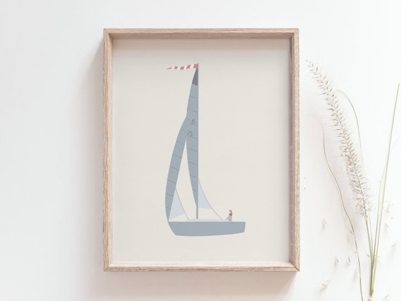 Sailboat print, Simple boat over the horizon poster, Lake, Ocean, Sea, Beach house decor, Coastal nursery, Office wall art, DIGITAL DOWNLOAD