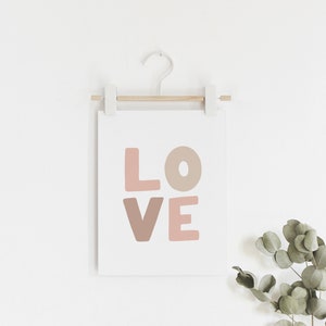 Love, heart & rainbow print set of 3 Minimalist love poster set, Pastel pink nursery art, Simple scandinavian wall art, DIGITAL DOWNLOAD image 5