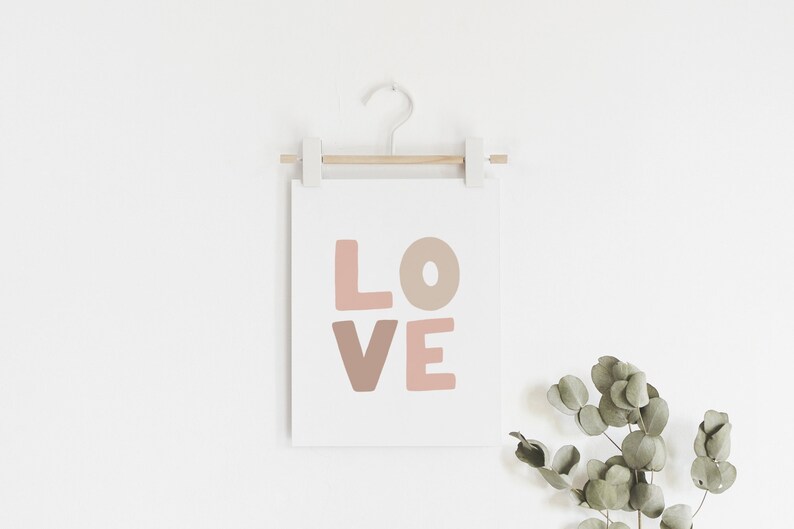 Love, heart & rainbow print set of 3 Minimalist love poster set, Pastel pink nursery art, Simple scandinavian wall art, DIGITAL DOWNLOAD image 5