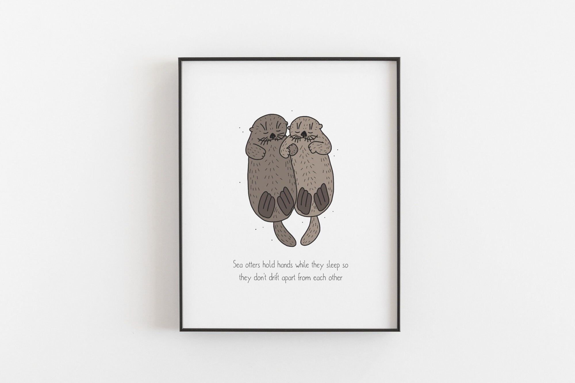 Discover Otter holding hands print - Funny animal poster, Sea otters, Love, Family, Friendship, No Frame