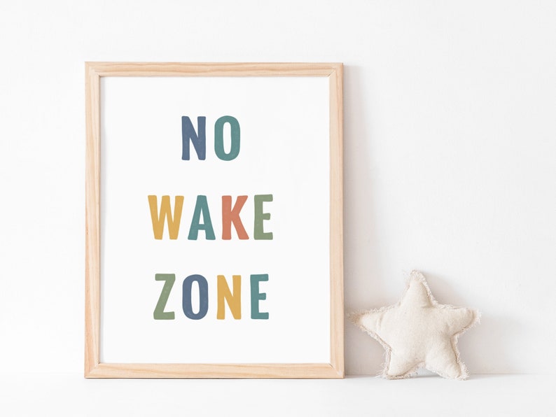 No wake zone print, Colorful rubber stamp nursery poster, Bright outdoors wall art, Playful Kid room decor, Home quotes, DIGITAL DOWNLOAD image 3