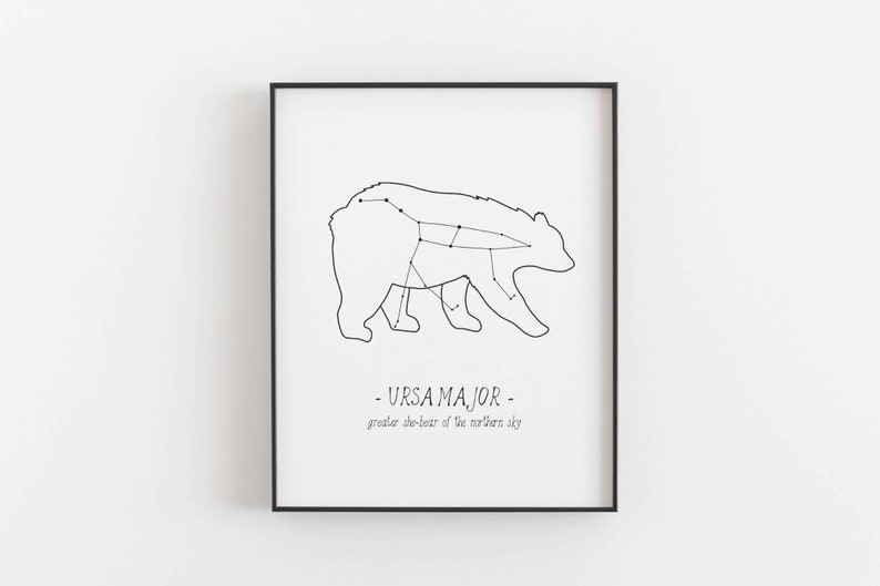 Great bear constellation print Ursa major, Big dipper, Astronomy poster, Bear illustration, Night sky art, Science decor, DIGITAL DOWNLOAD image 2