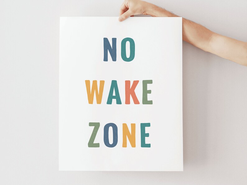 No wake zone print, Colorful rubber stamp nursery poster, Bright outdoors wall art, Playful Kid room decor, Home quotes, DIGITAL DOWNLOAD image 4