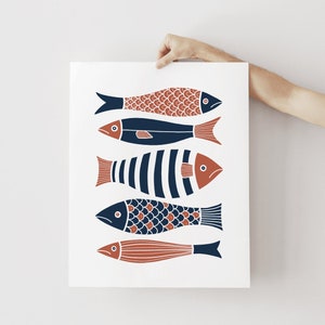 Fish print Japanese fish poster, Minimalist scandinavian animal art, Nautical beach house, Mid century, Modern wall art, DIGITAL DOWNLOAD image 5