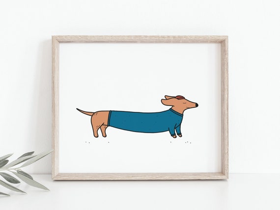 Sweater Weather Wiener Dog Print Funny Animal Poster - Etsy