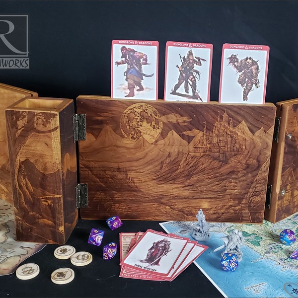 Compact Travel Sized Personalized DM Screen | Handmade Wooden Game Master Screen | Custom Laser Engraved Dungeon Master Board for RPGs