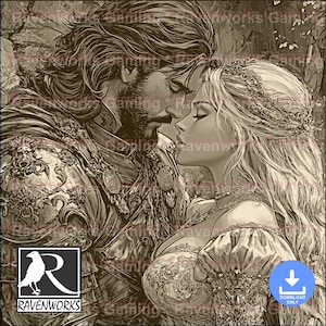 Romantischer Ritter 1 Lasergravur Digitale Datei | Laser geschnitten PNG | Laserfertige Datei | Fantasy-Kunst-Dateien