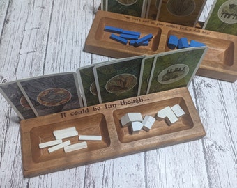 Wood Gaming Tray - Card Holder - game piece component holder for board games, card games, Dungeons and Dragons, Pathfinder etc.