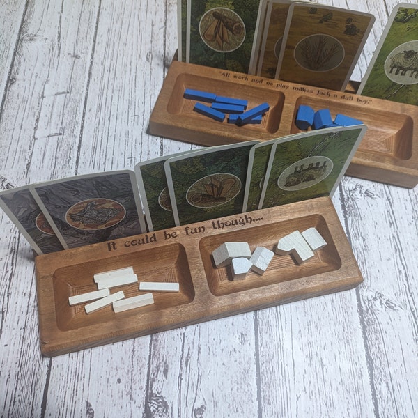 Wood Gaming Tray - Card Holder - game piece component holder for board games, card games, Dungeons and Dragons, Pathfinder etc.