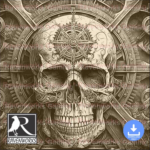 Steampunk Skull Laser Engraving Digital Files | Laser Ready PNG Digital Download for Wood Engraving Machines | 3D Illusion Effect Laser Cut