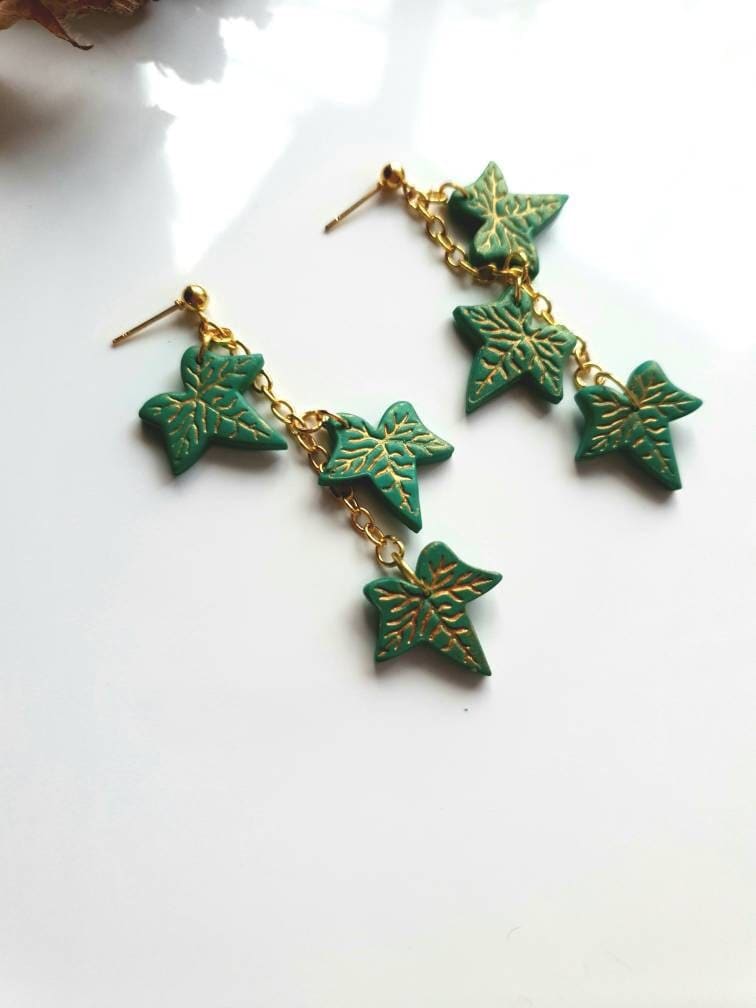 Ivy leaf garland earrings, ivy leaves, garland, fairycore earrings, cottagecore earrings, leaf earrings, fairy earrings, hypoallergenic