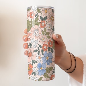 Artistic Vintage Style Floral 20oz Insulated Hot/Cold Stainless Steel Tumbler