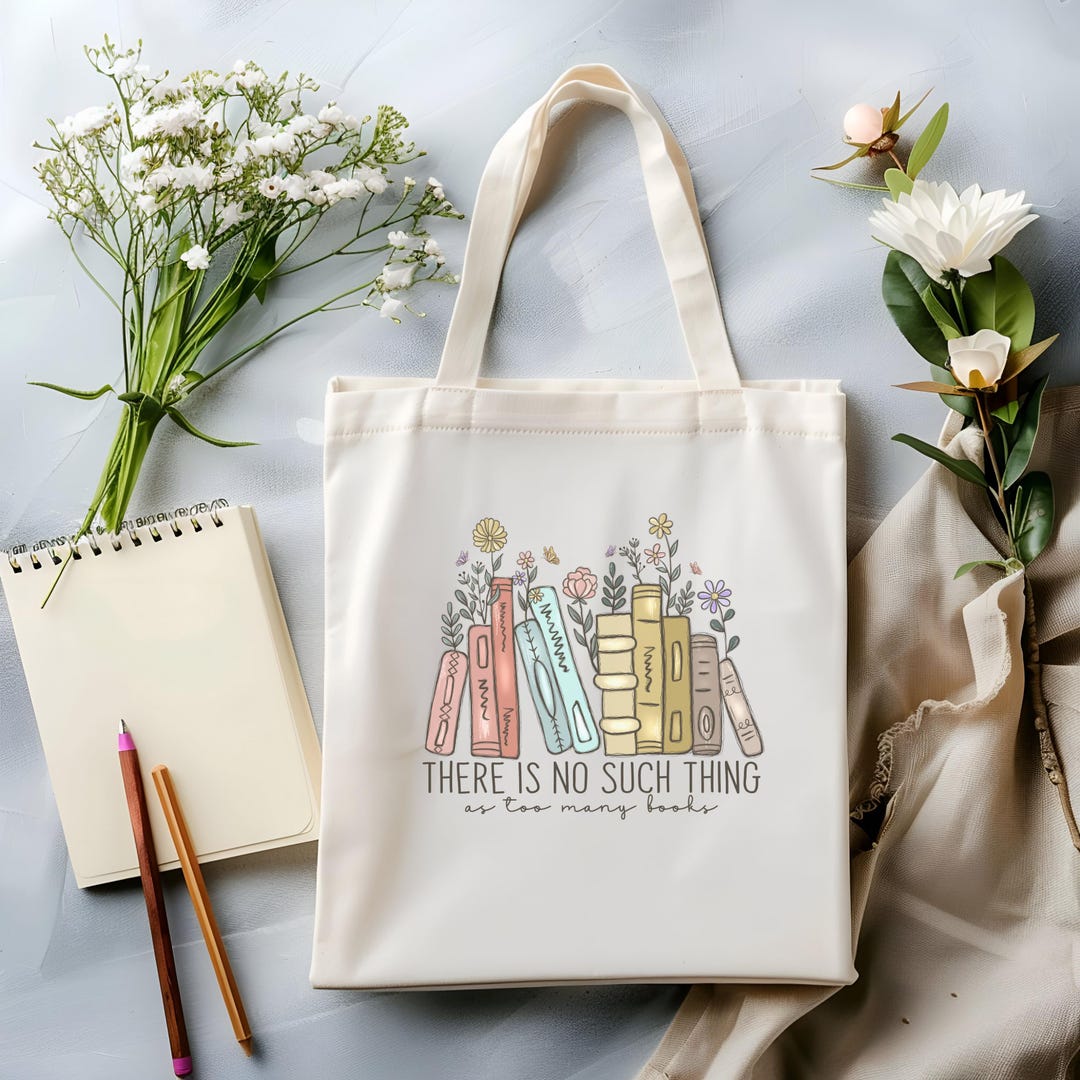 There's No Such Thing as Too Many Books Canvas Tote Bag - Etsy