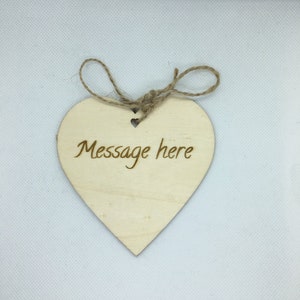 Laser Engraved Personalised Wooden Heart Message Tag