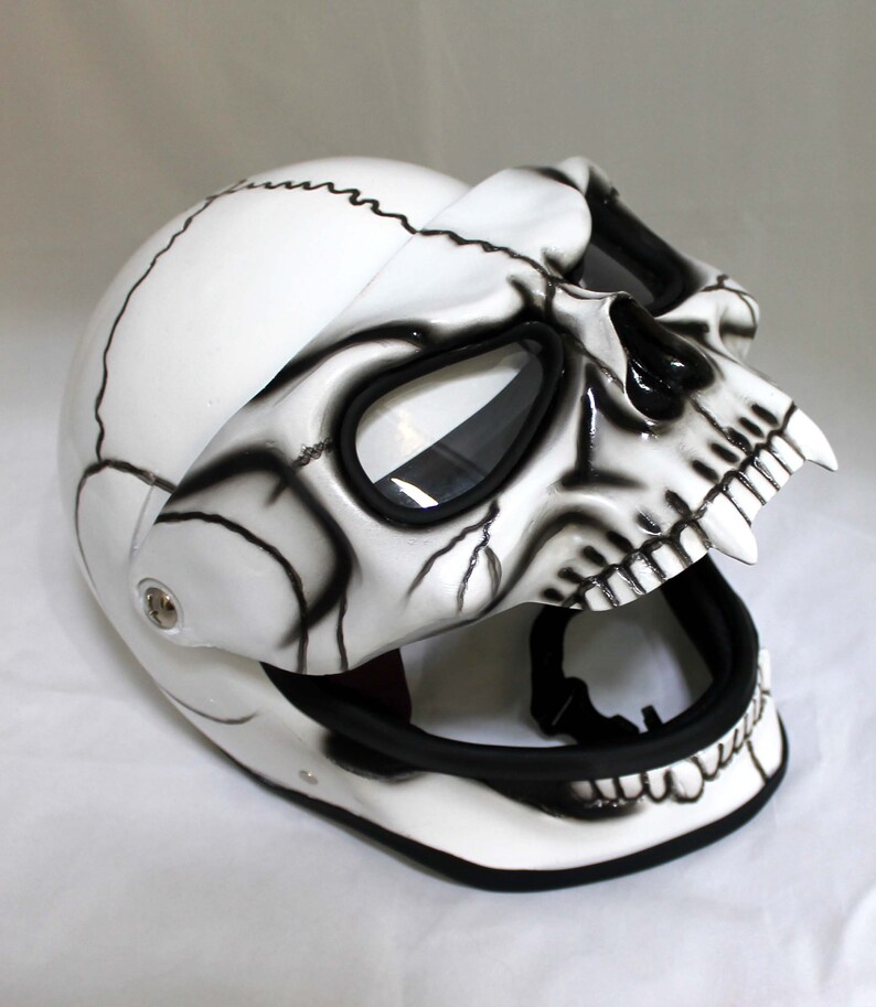 Skull Skeleton Visor Flip Up Motorcycle Helmet White GHOST | Etsy