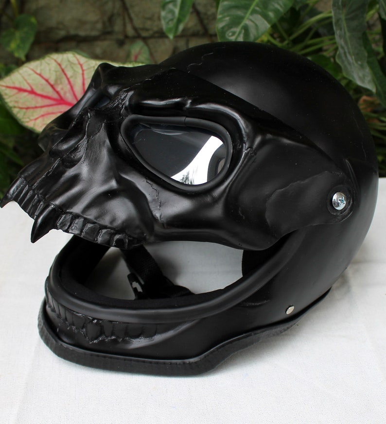 Skull Skeleton Visor Flip Up Motorcycle Helmet Black Knight | Etsy