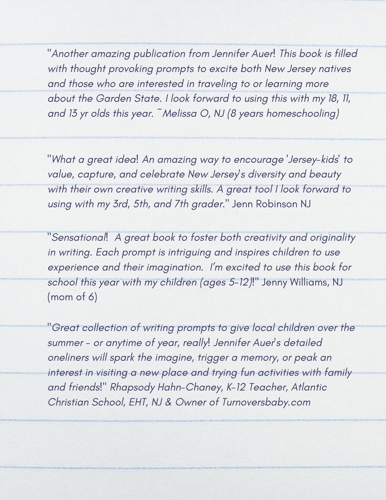 New Jersey homeschooling New Jersey workbooks 100 Writing Prompts for New Jersey Kids with Journal Pages Print at Home