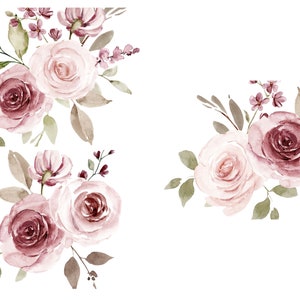 Ramo floral - Diseño floral rosa personalizado (Descarga digital) - Imprimir arte personalizado de boda y guardería