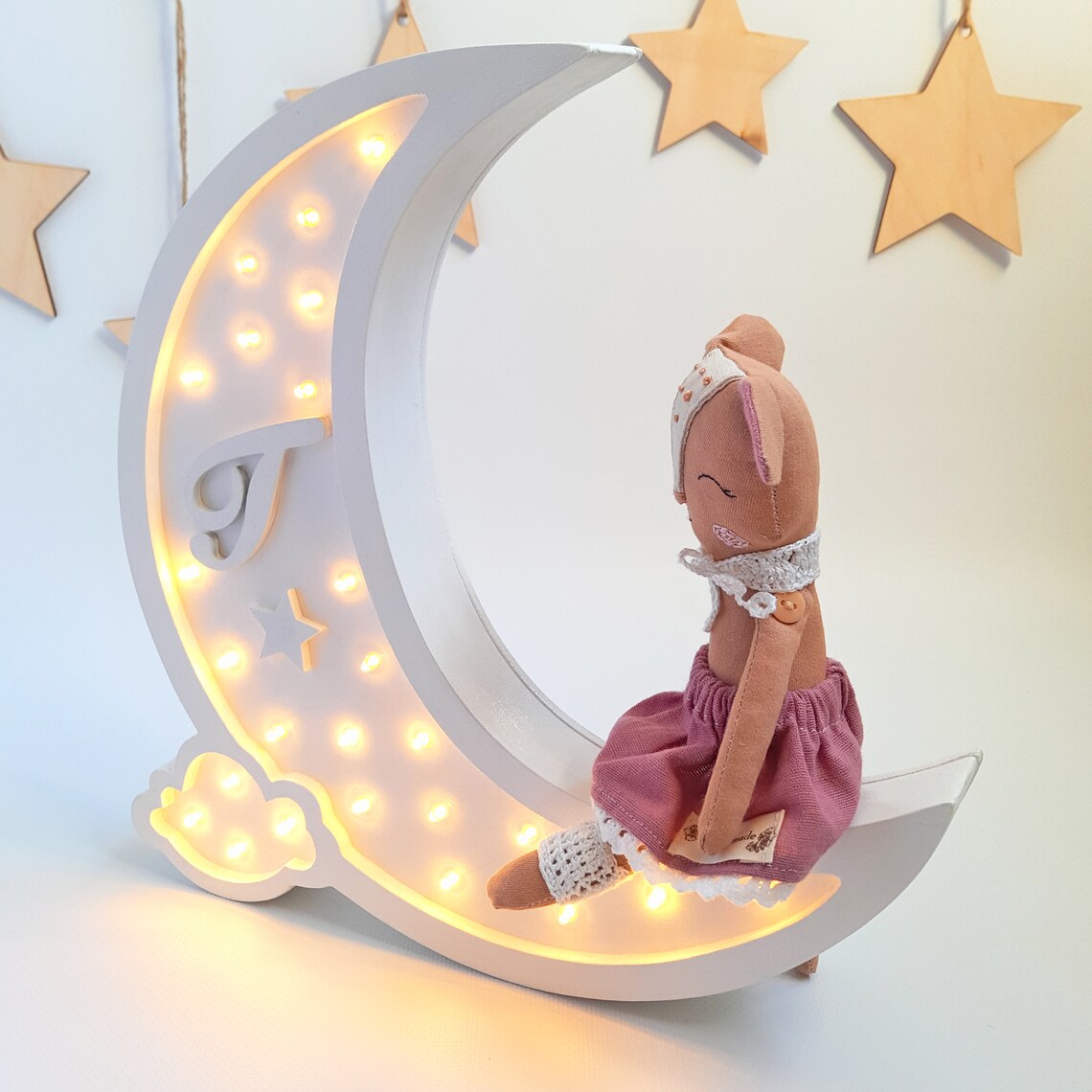 Moon lamp . Bedside personalized lamp . Nursery decor girl Etsy