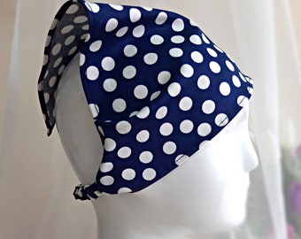 Cottagecore hair kerchief, Polka dot Cotton triangle bandana