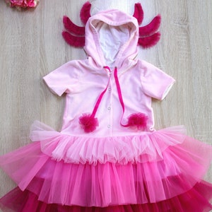 Embroidered Axolotl Costume Dress: Handmade Tutu Outfit
