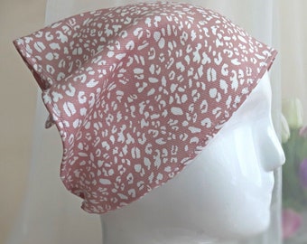 Cottagecore hair bandana, Pink ditsy kerchief, Cotton triangle bandana