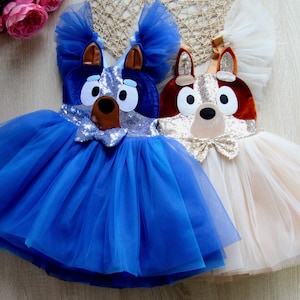 DE BESTE KWALITEIT! Blauwe op honden geïnspireerde romper, jurk meisjes verjaardag blauwe hond heeler karakter, Halloween-romper kinderthemafeest