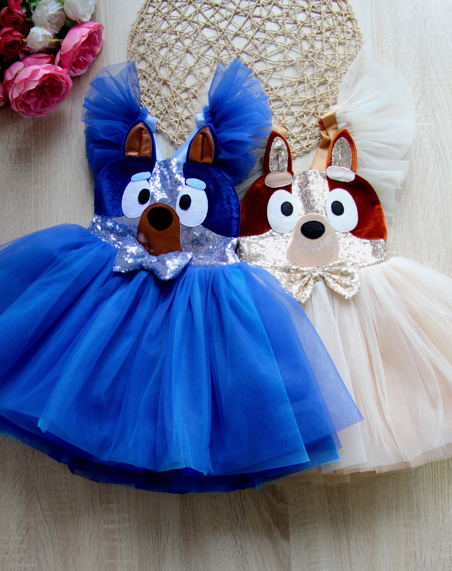 Blue Sequin Dog Party Dress