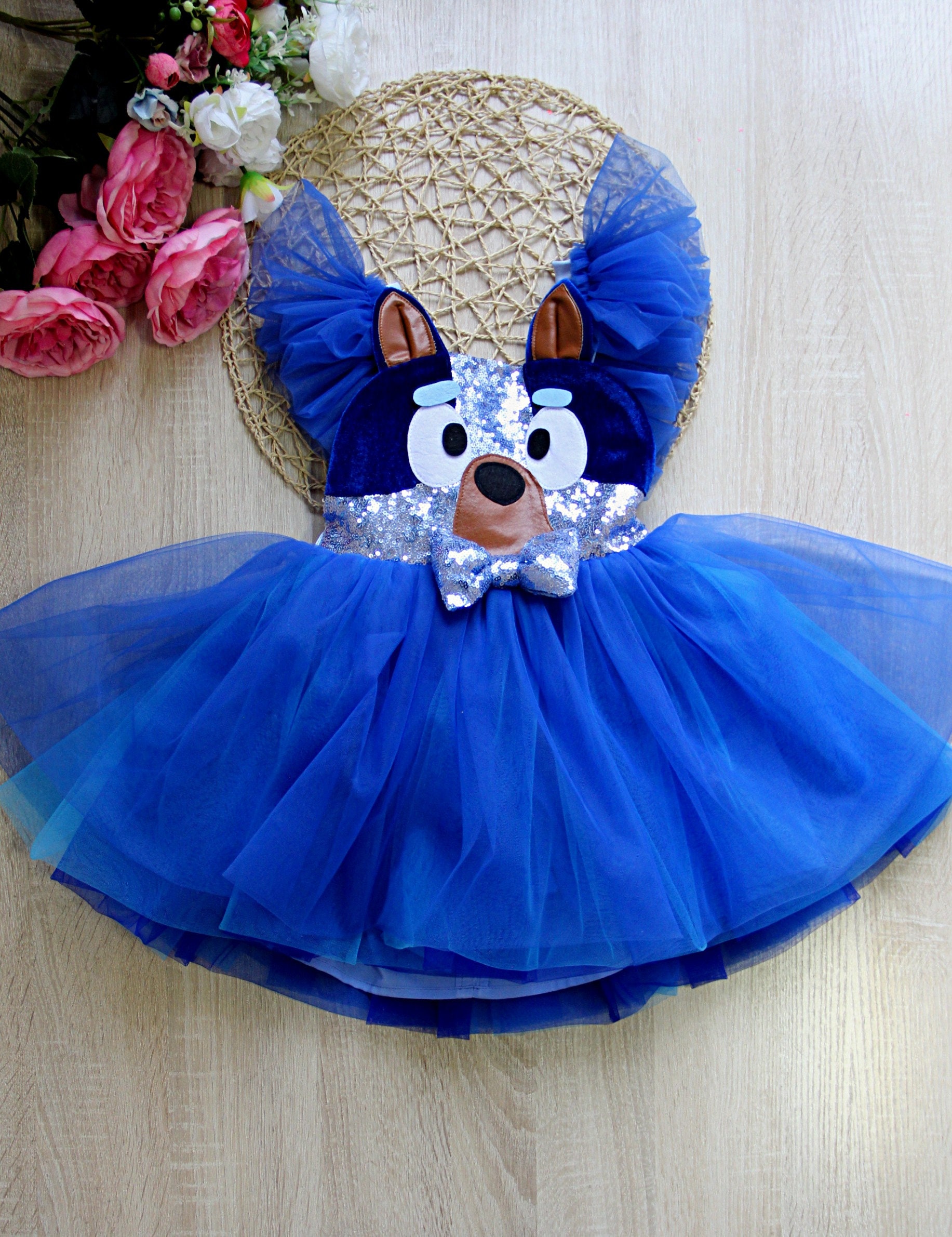 Blue Sequin Dog Party Dress