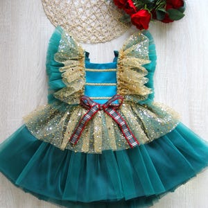 Nutcracker Christmas Dress: Handmade Emerald Green Tutu Romper