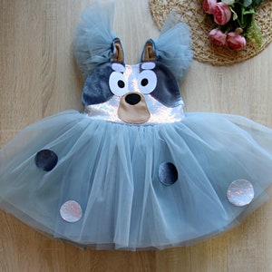 Muffin, Blue Inspired heeler dog dress, Blue Heeler dog Inspired dress, Kids cute halloween dog costume