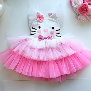 Pink Kitty Tutu Dress: Girls Cat Costume, Halloween & Birthday Outfit