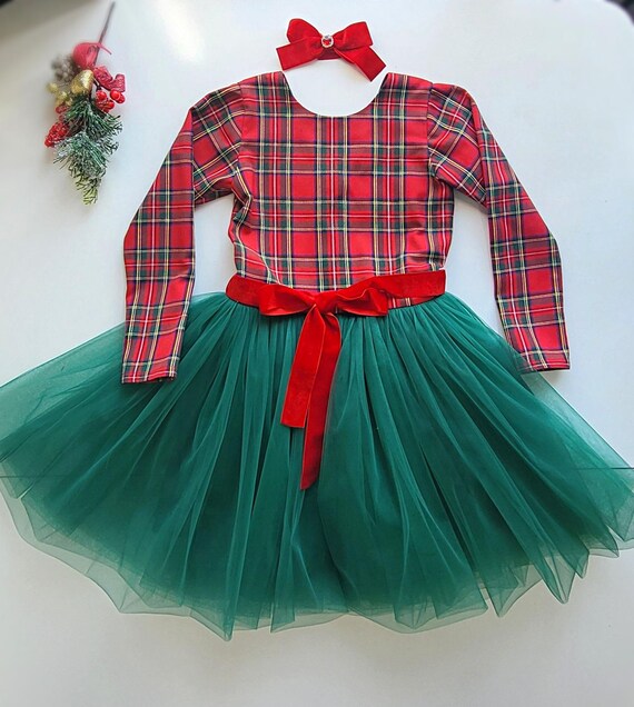 red and green tartan dress Red Plaid 3/4 Sleeve Square Neck Smocked Tiered Maxi Dress