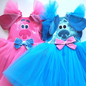Sparkly Blue Puppy Tutu Dress: Handmade Dog Costume with Ears