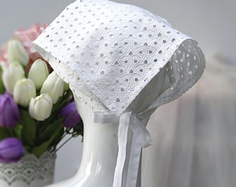 Lace Cotton Bandana: Triangle Head Scarf with Ties