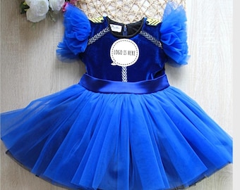 Déguisement de fête d'anniversaire de petit héros policier, robe en tulle bleu royal pour chien pour tout-petit