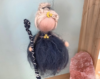 Spiritual moon made of felt, moon fairy, felt fairy for birth, guardian angel