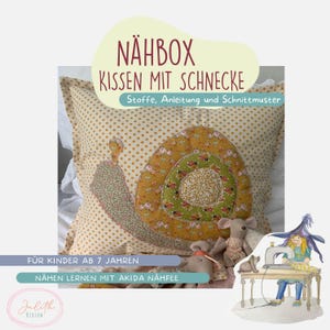 DIY Nähbox für Kinder, Nähset Hochwertige Tilda Stoffe, Schnittmuster und kindgerechte Nähanleitung für das &quot;Kissen&quot; Schnecke