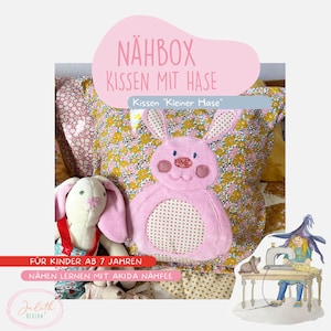 DIY Näh-Set Hasenkissen für Kinder mit Tilda-, Moda Stoff und Nicky, Schnittmuster und kindgerechter Nähanleitung