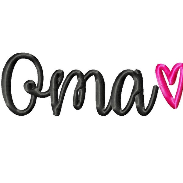DIGITAL DOWNLOAD- Oma with Heart Embroidery Design File - 3 Sizes Machine Embroidery Design Download