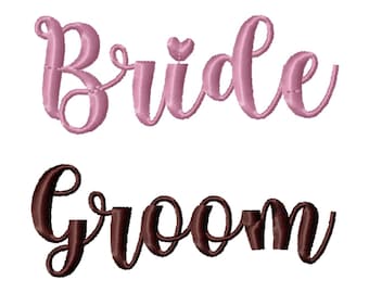 DIGITAL DOWNLOAD EMBROIDERY - 2 Designs - Bride and Groom - 4x4  5x7  7x5  -  Machine Embroidery File Download